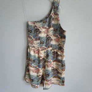 AE Tropical smocked Romper one shoulder beach S